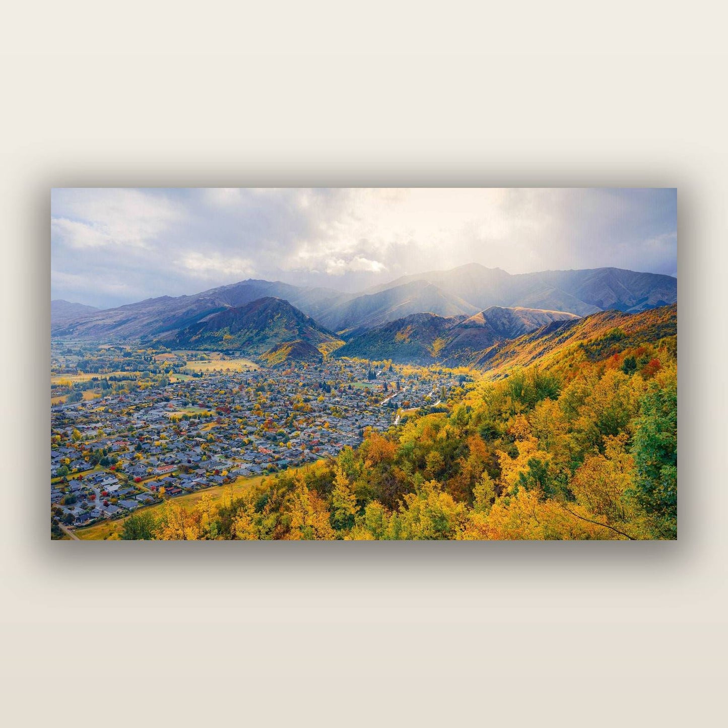 Golden Hills, Arrowtown — frameless acrylic glass print. New Zealand fine art landscape photography by Stephen Milner.