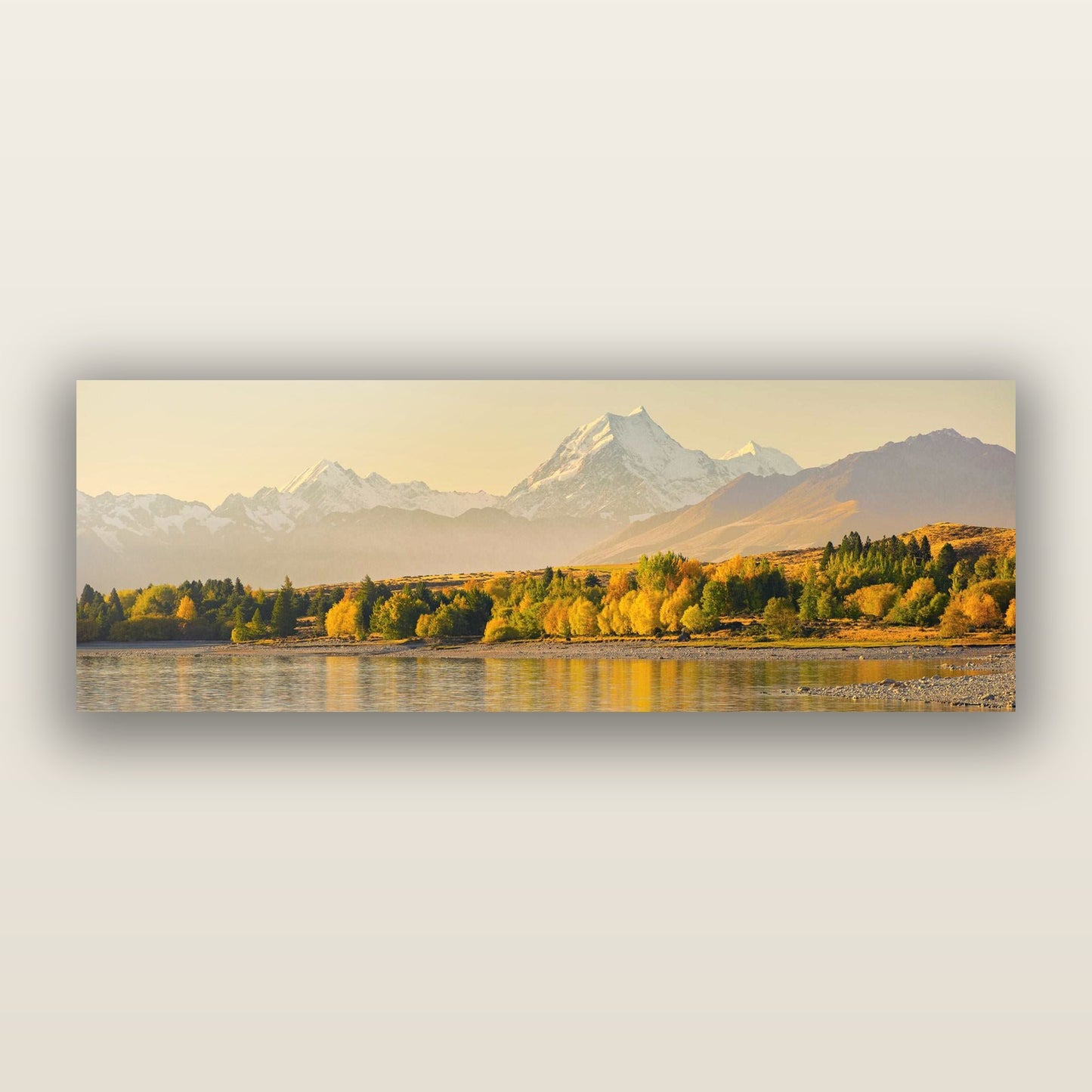 Golden Peaks, Mount Cook — frameless acrylic glass print. New Zealand fine art landscape photography by Stephen Milner.