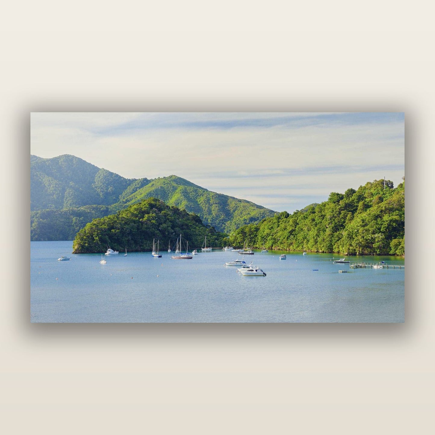 Nature's Harbour, Marlborough Sound — frameless acrylic glass print. New Zealand fine art landscape photography by Stephen Milner.