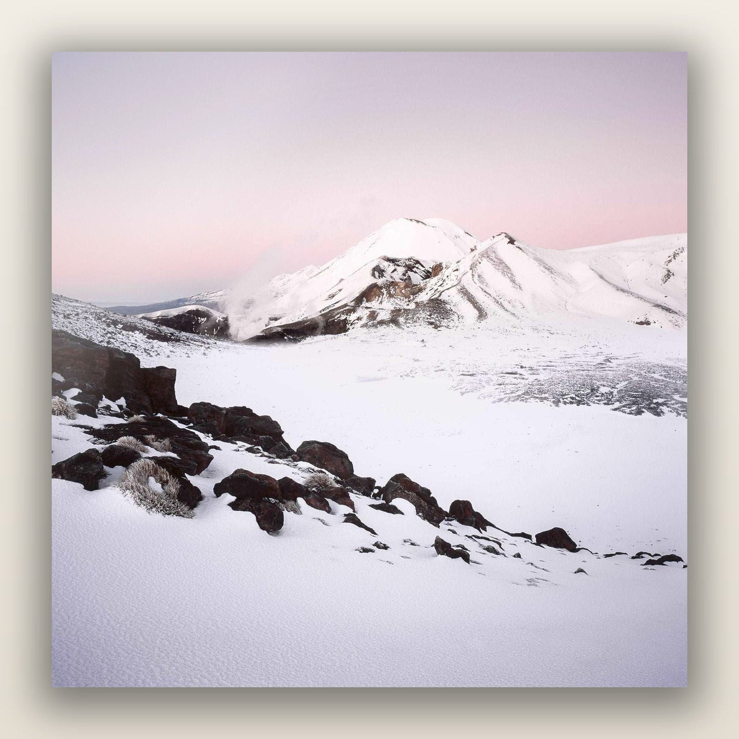 Ngauruhoe's Glow, Tongariro National Park — frameless acrylic glass print. New Zealand fine art landscape photography by Stephen Milner.