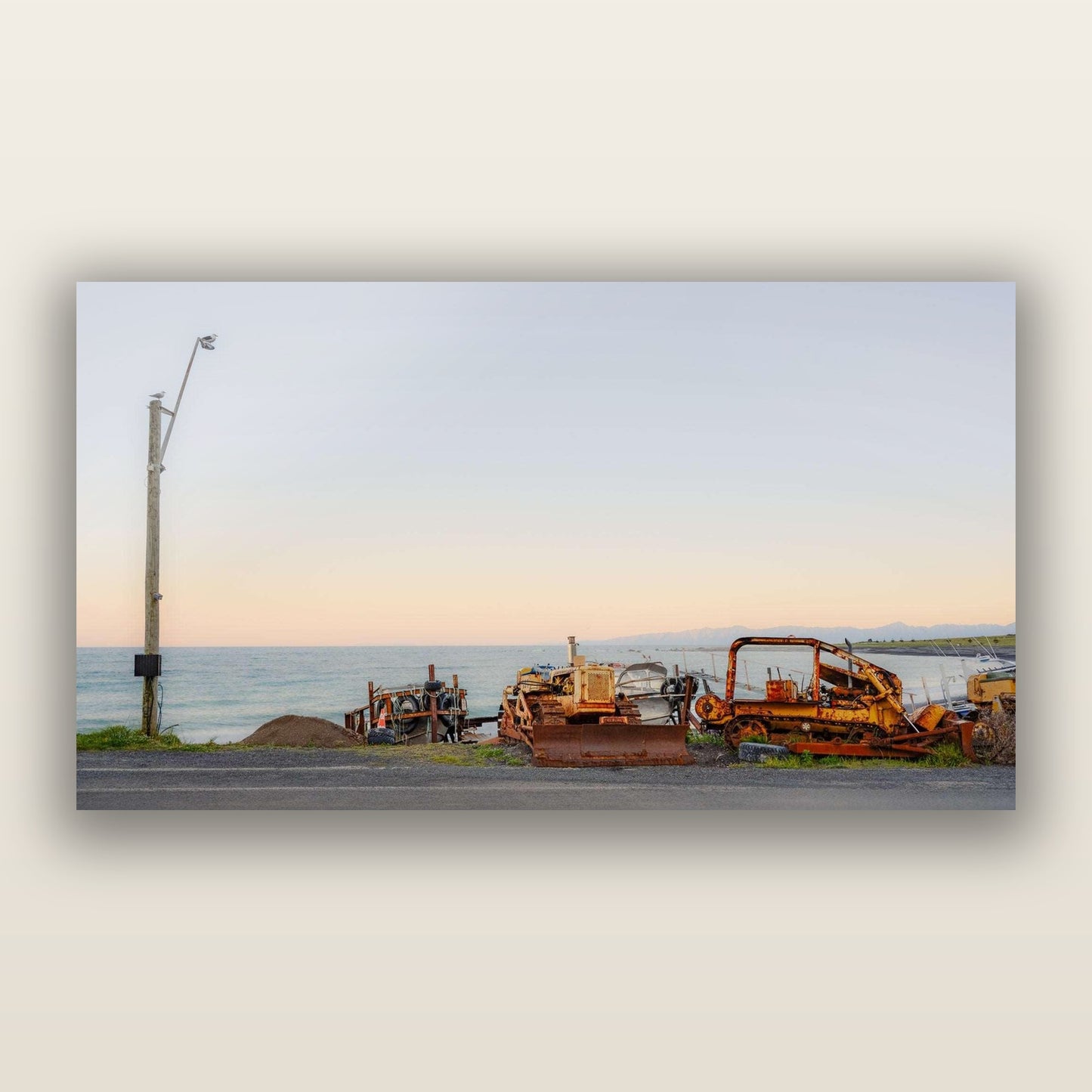 Seaside Work, Cape Palliser — frameless acrylic glass print. New Zealand fine art landscape photography by Stephen Milner.