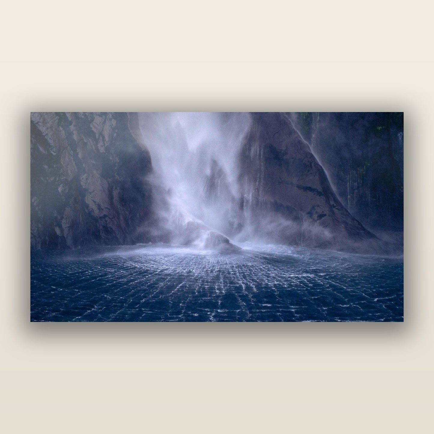 Stirling Falls, Milford Sound — frameless acrylic glass print. New Zealand fine art landscape photography by Stephen Milner.