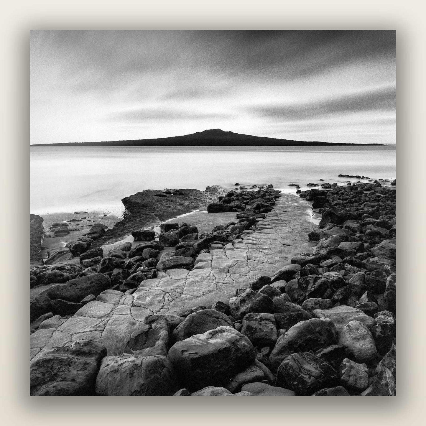 The Path to Rangitoto, Auckland Harbour — frameless acrylic glass print. New Zealand fine art landscape photography by Stephen Milner.