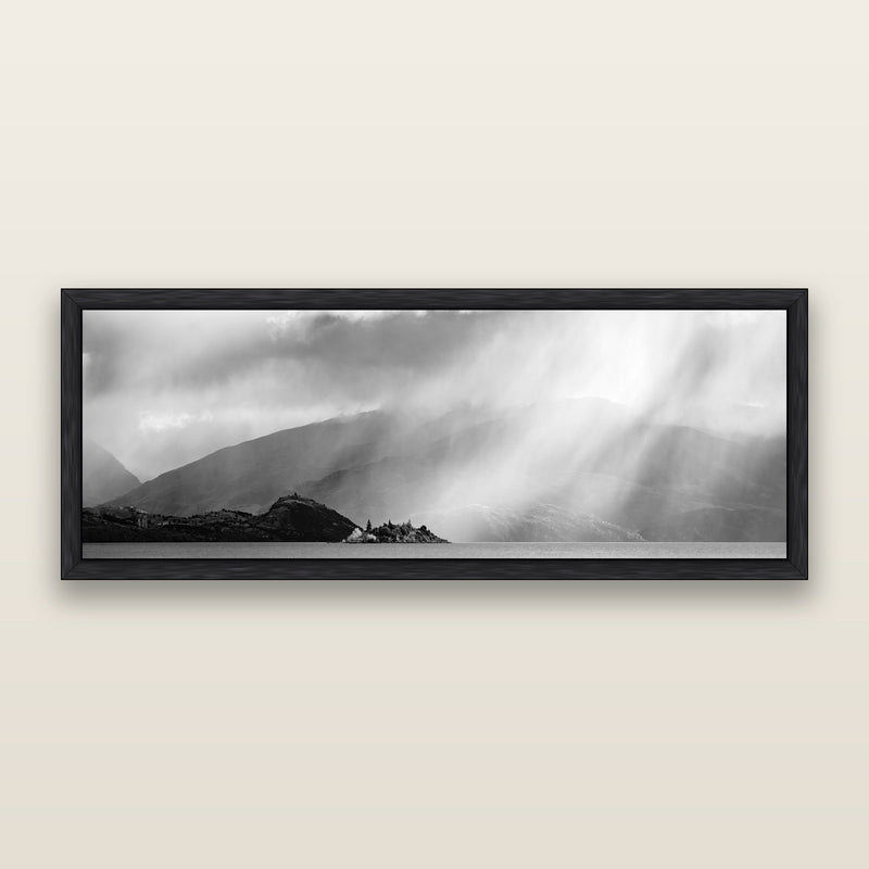 Aspiring Storm, Lake Wanaka, black and white fine art print by Stephen Milner