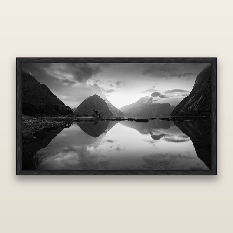 Mitre Peak, Milford Sound, black and white fine art print by Stephen Milner