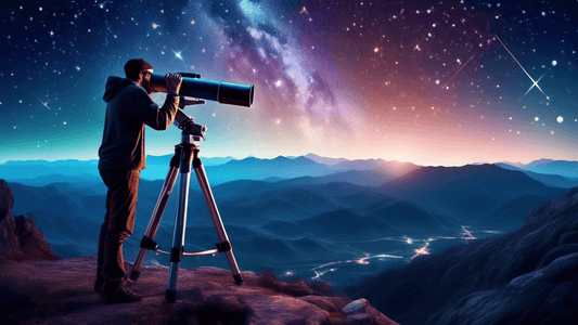 An amateur astronomer on a mountain top, using a sophisticated telescope and digital camera under a star-filled night sky, capturing breathtaking images of celestial bodies and constellations, with a 