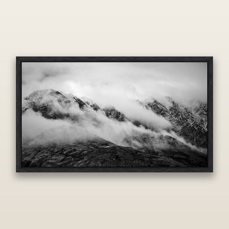 The Remarkables, Queenstown, black and white fine art print by Stephen Milner