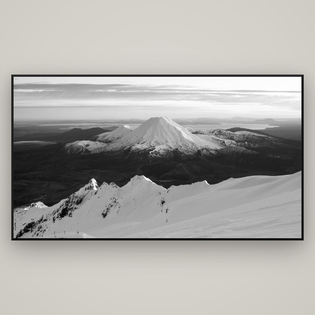 Volcanic Light, Mount Ngauruhoe — Basel Black, 196×110 cm. New Zealand fine art wall art by Stephen Milner.