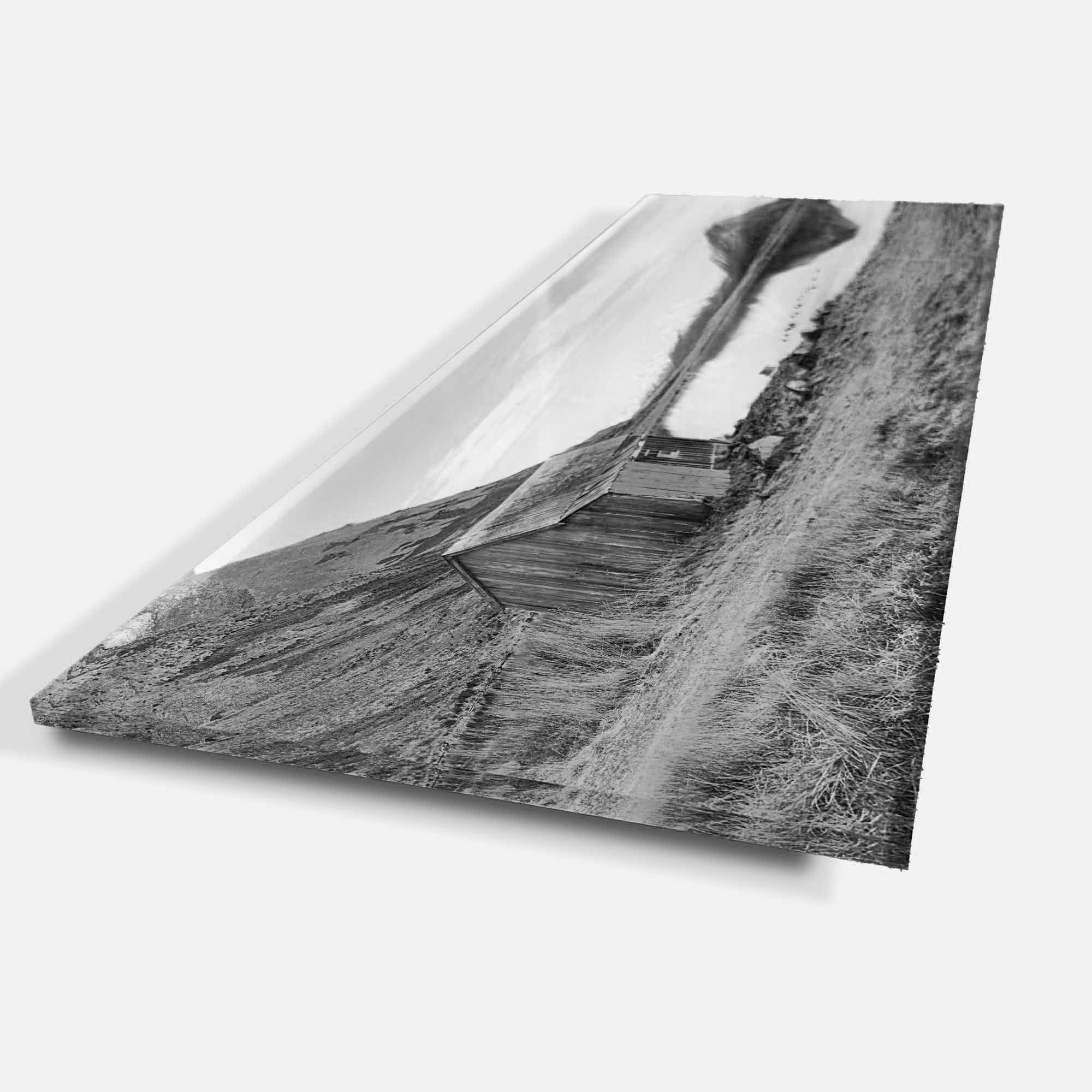 Frameless acrylic artwork in black and white by New Zealand fine art landscape photographer Stephen Milner.