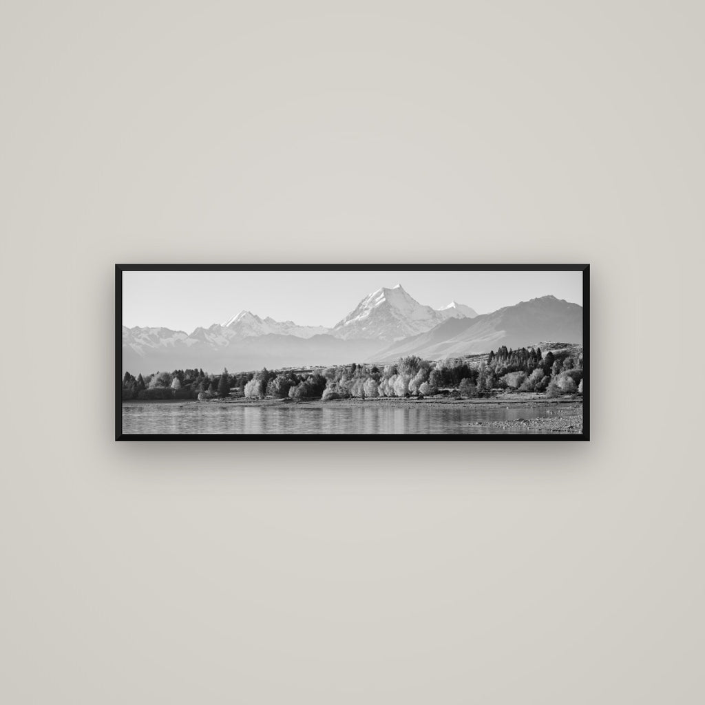 Above the Treeline, Mount Cook — Basel Black Matte, 113×40 cm. New Zealand fine art wall art by Stephen Milner.
