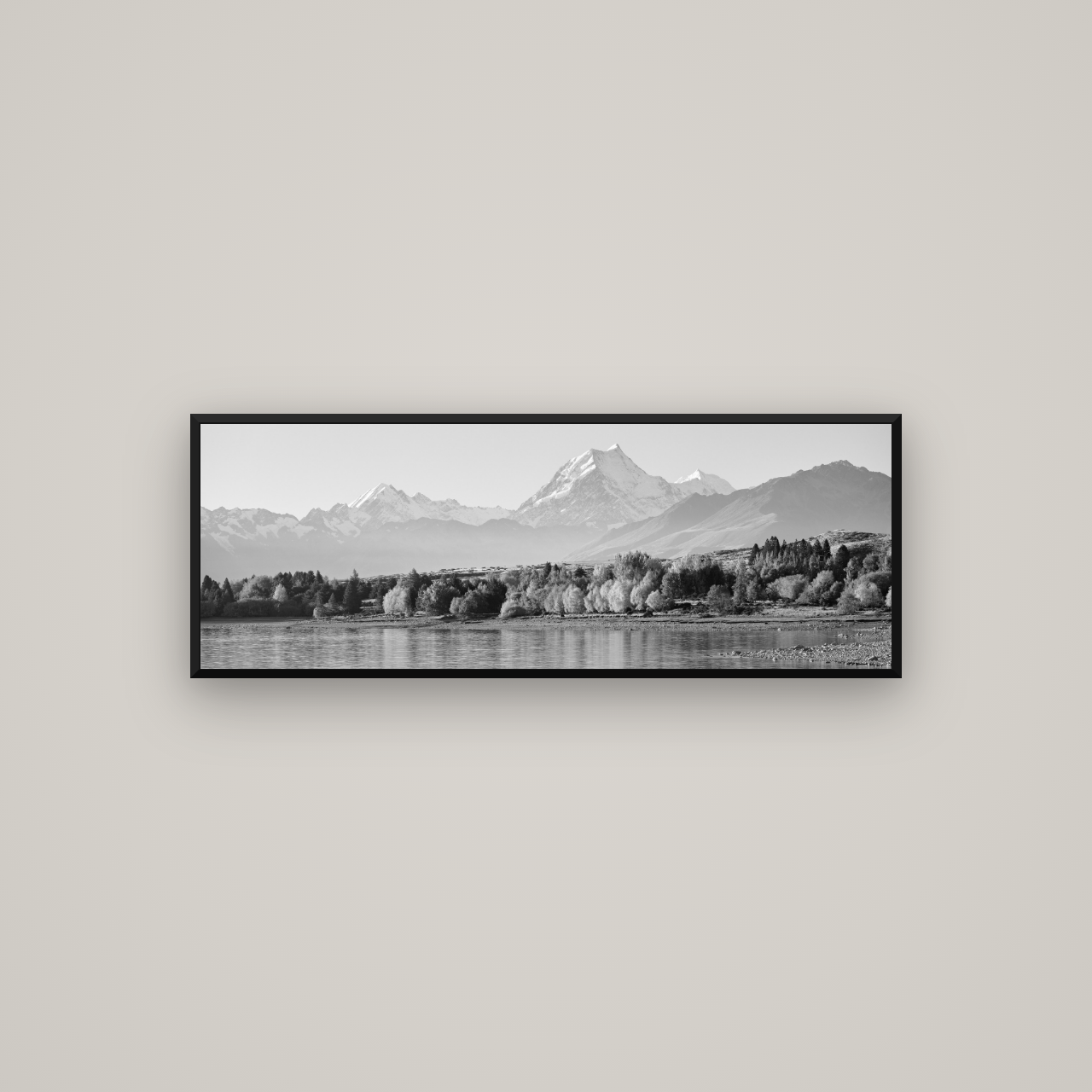 Above the Treeline, Mount Cook — Basel Black Matte, 113×40 cm. New Zealand fine art wall art by Stephen Milner.