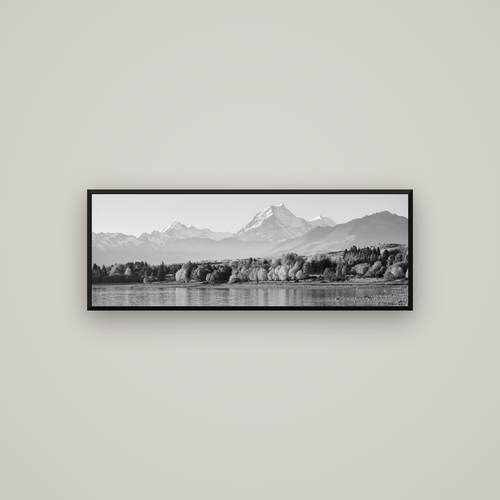 Above the Treeline, Mount Cook — Basel Black Matte, 113×40 cm. New Zealand fine art wall art by Stephen Milner.