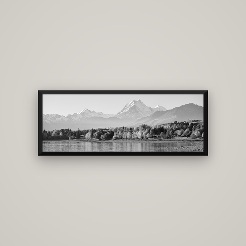 Above the Treeline, Mount Cook — Basel Black, 113×40 cm. New Zealand fine art wall art by Stephen Milner.