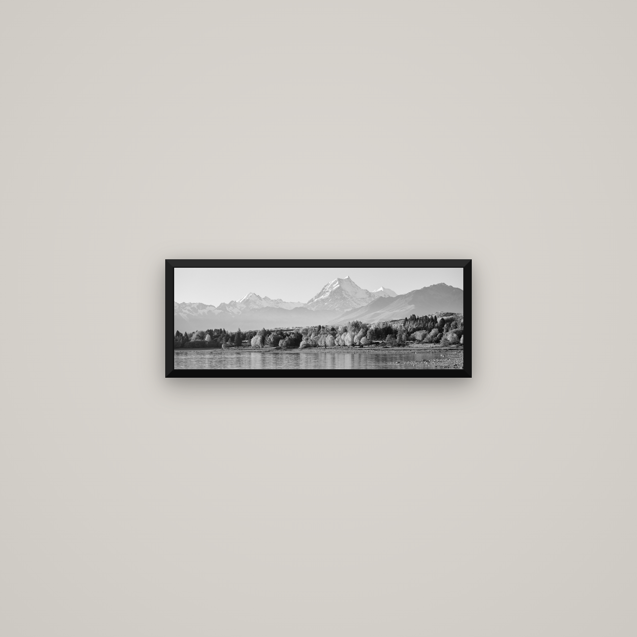 Above the Treeline, Mount Cook — Basel Black Matte, 57×20 cm. New Zealand fine art wall art by Stephen Milner.