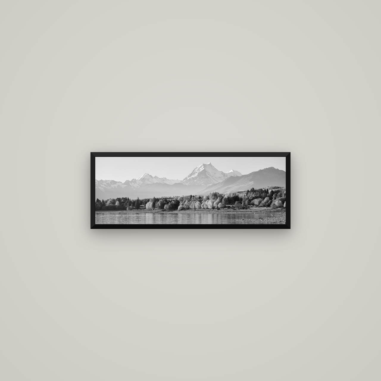 Above the Treeline, Mount Cook — Basel Black Matte, 68×24 cm. New Zealand fine art wall art by Stephen Milner.