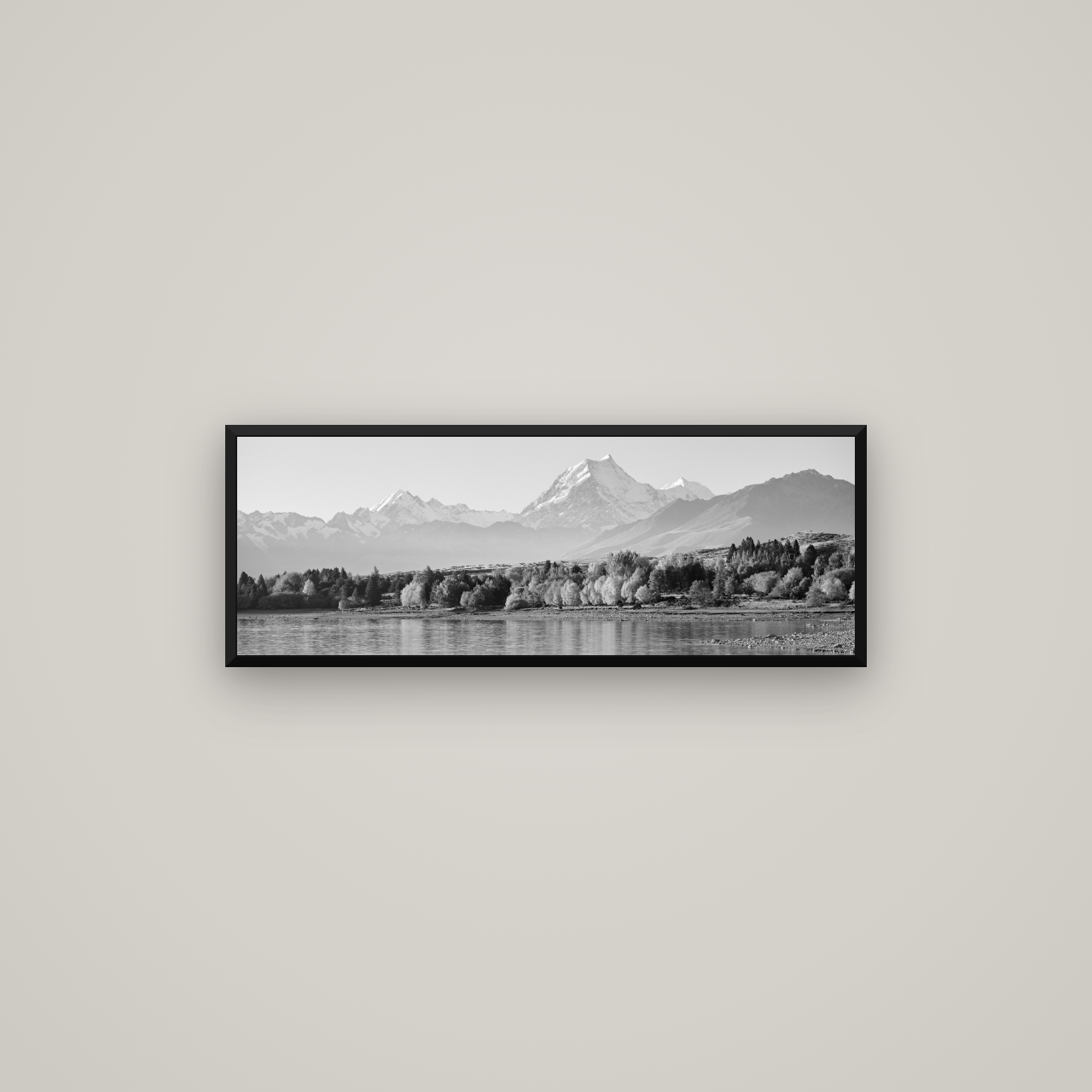 Above the Treeline, Mount Cook — Basel Black Matte, 85×30 cm. New Zealand fine art wall art by Stephen Milner.