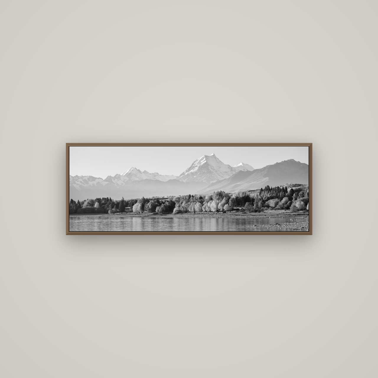 Above the Treeline, Mount Cook, Basel Walnut, 113×40 cm. New Zealand fine art wall art by Stephen Milner.