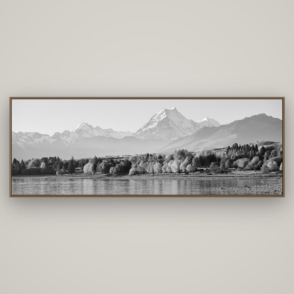 Above the Treeline, Mount Cook, Basel Walnut, 198×70 cm. New Zealand fine art wall art by Stephen Milner.