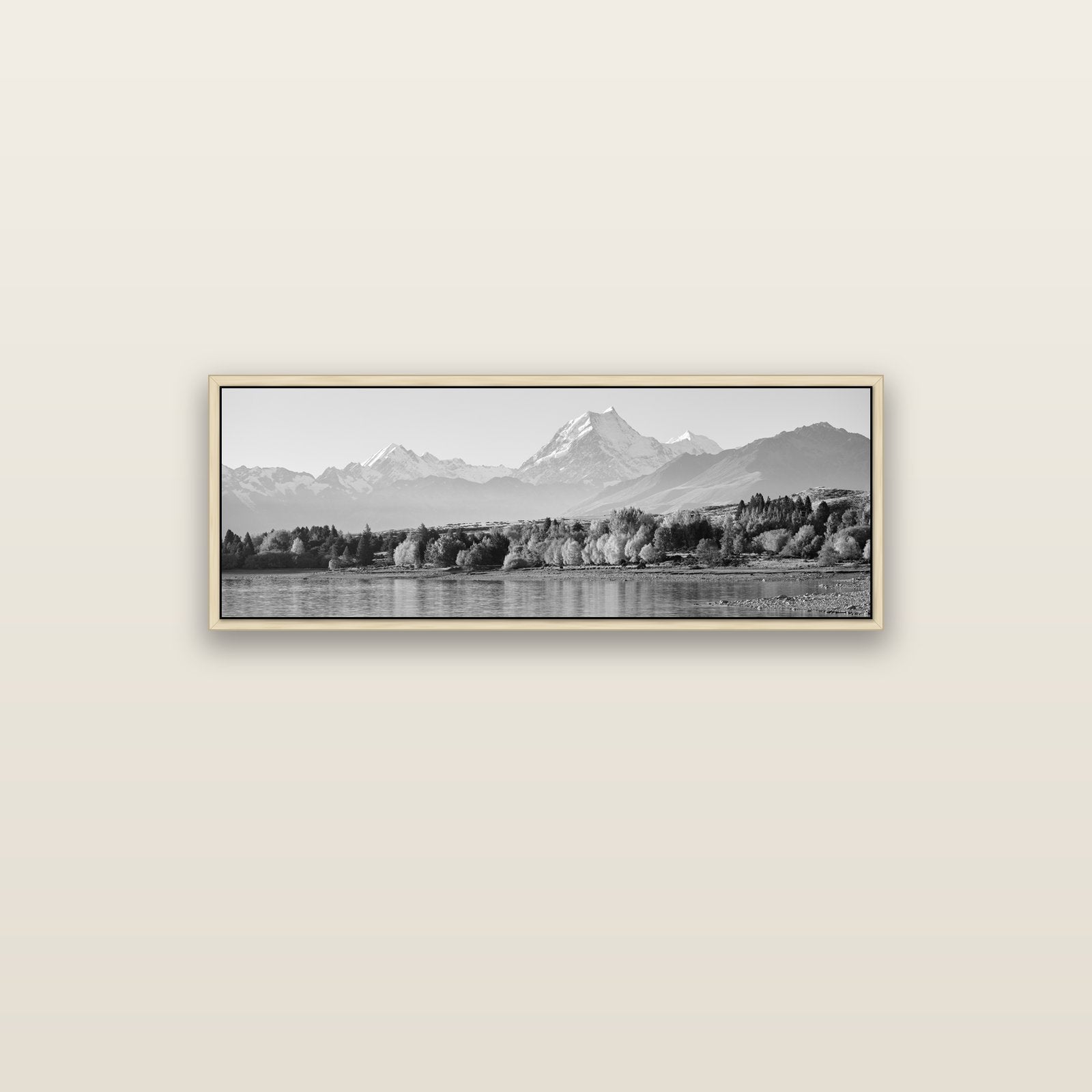 Above the Treeline, Mount Cook — natural float frame canvas, 102 × 36 cm. New Zealand fine art landscape wall art by Stephen Milner.
