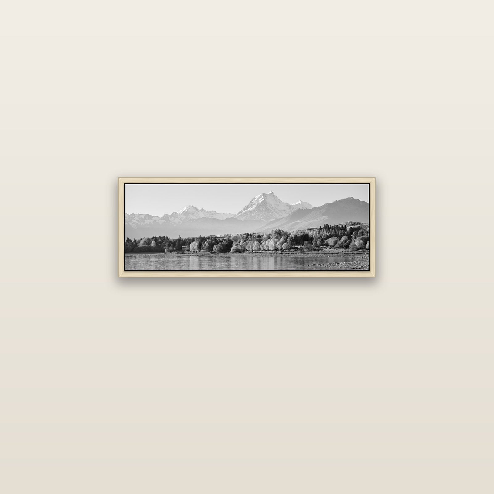 Above the Treeline, Mount Cook — natural float frame canvas, 71 × 25 cm. New Zealand fine art landscape wall art by Stephen Milner.