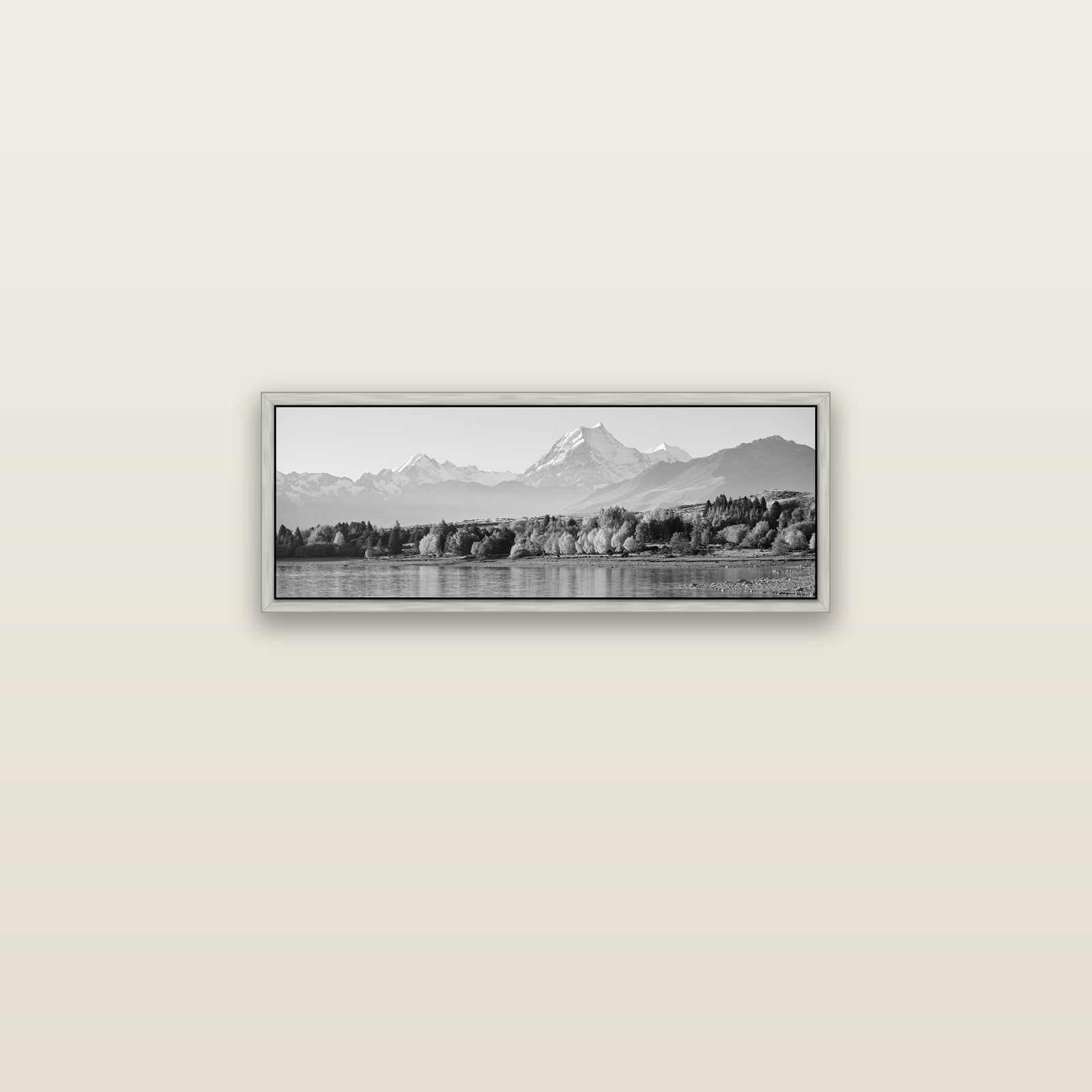 Above the Treeline, Mount Cook — silver float frame canvas, 71 × 25 cm. New Zealand fine art landscape wall art by Stephen Milner.