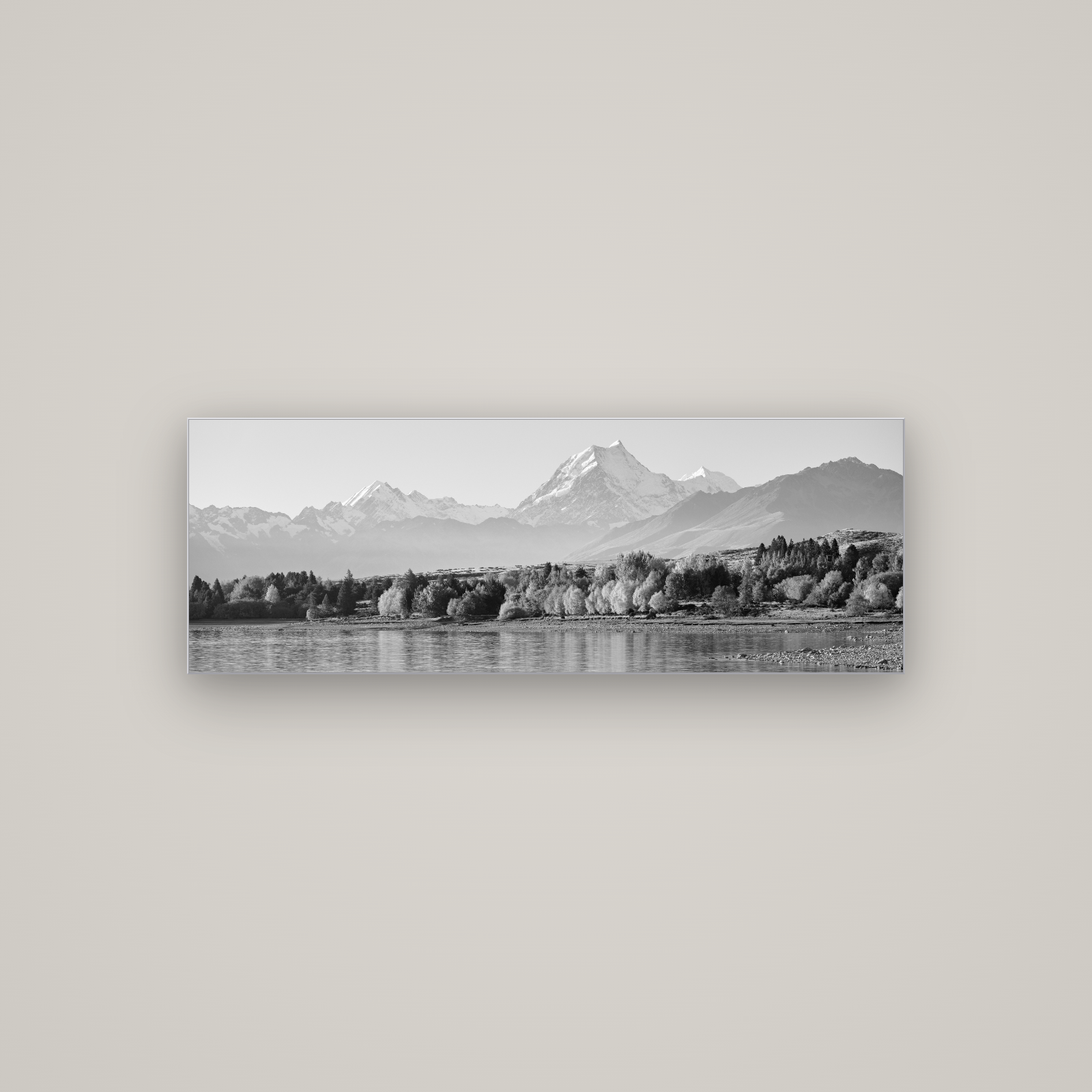 Above the Treeline, Mount Cook — Slimline Silver, 113×40 cm. New Zealand fine art wall art by Stephen Milner.