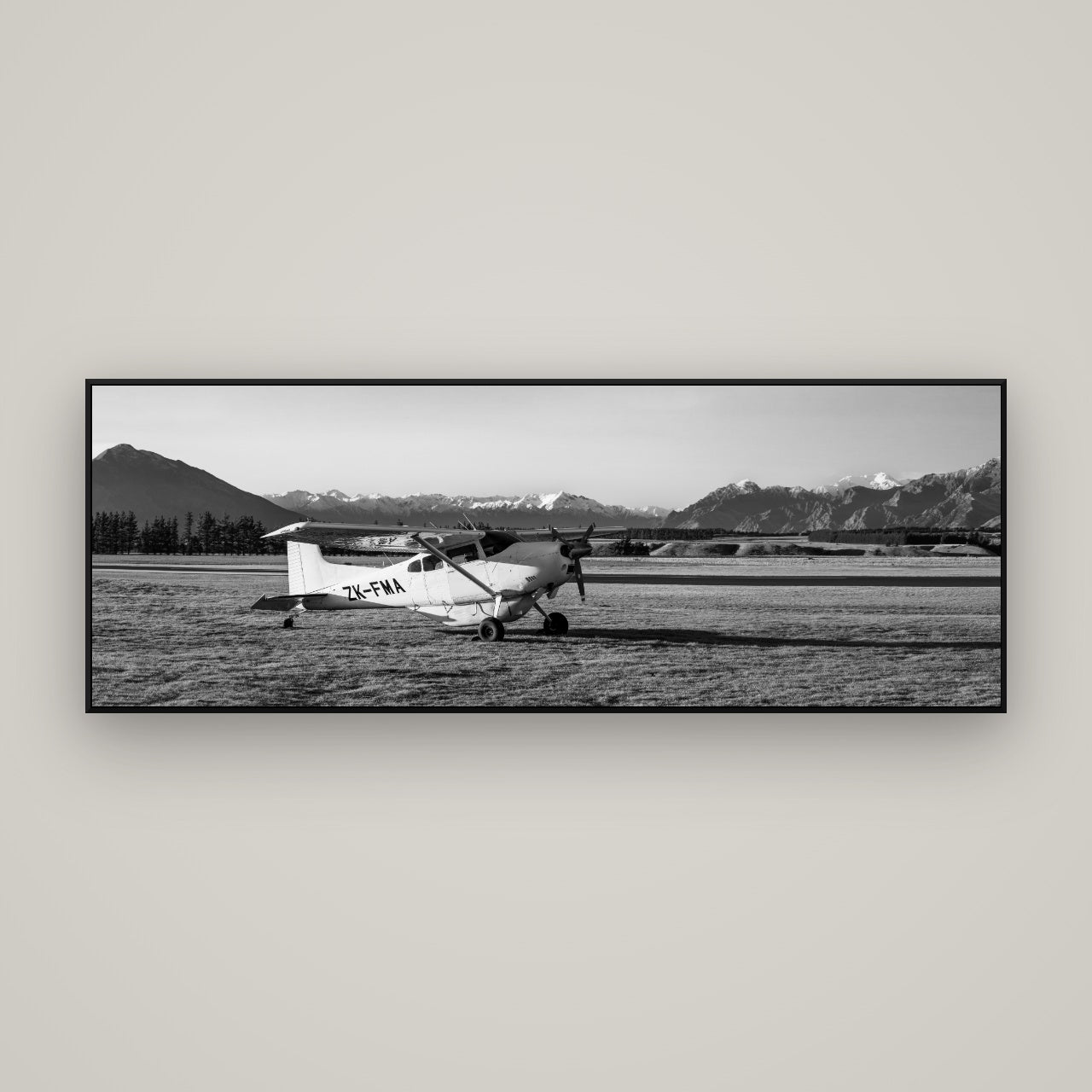 Adventure's Prelude, Sunset at Mount Aspiring — ArtBox Black, 170×60 cm. New Zealand fine art wall art by Stephen Milner.