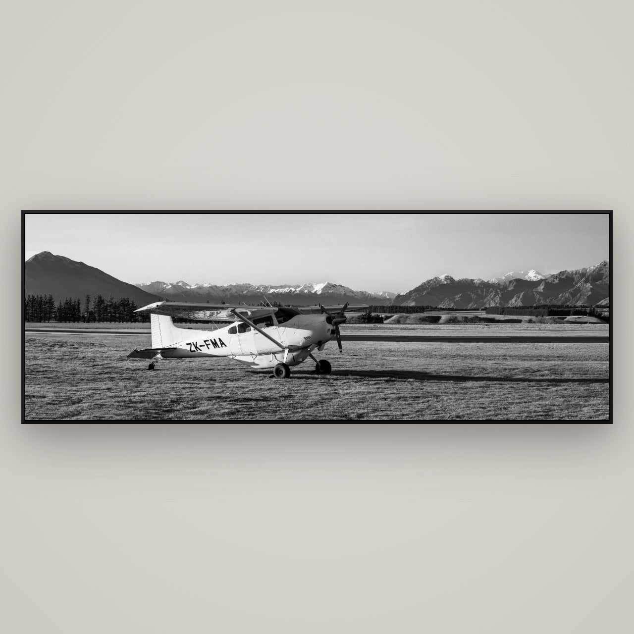 Adventure's Prelude, Sunset at Mount Aspiring — ArtBox Black, 198×70 cm. New Zealand fine art wall art by Stephen Milner.