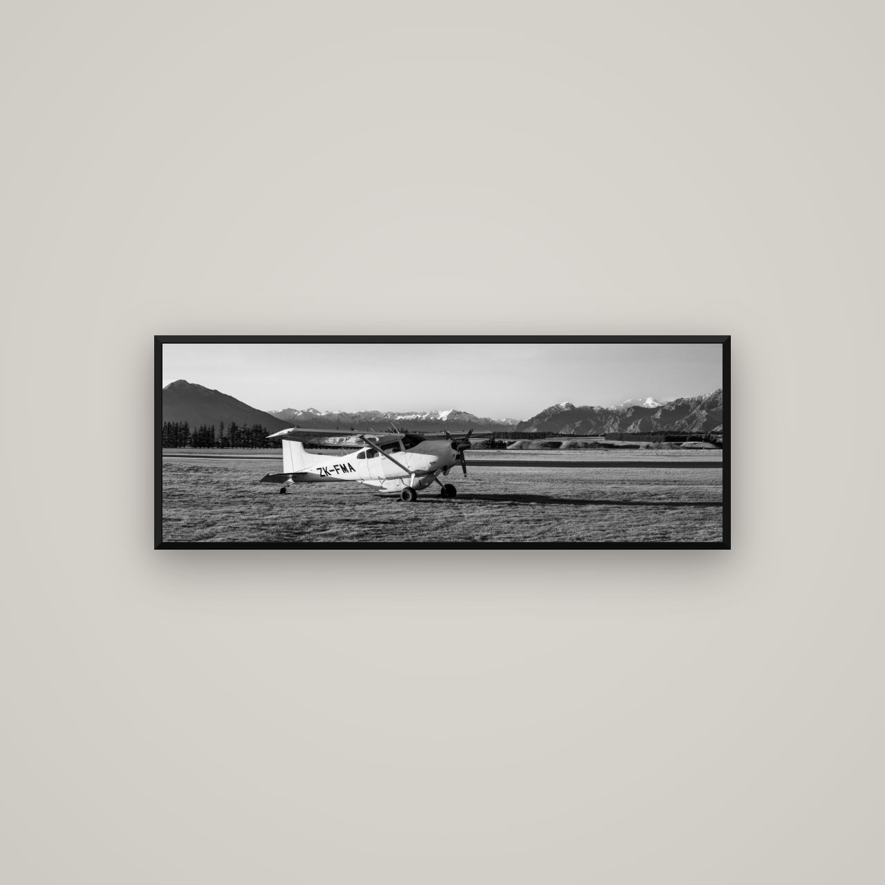 Adventure's Prelude, Sunset at Mount Aspiring — Basel Black Matte, 113×40 cm. New Zealand fine art wall art by Stephen Milner.