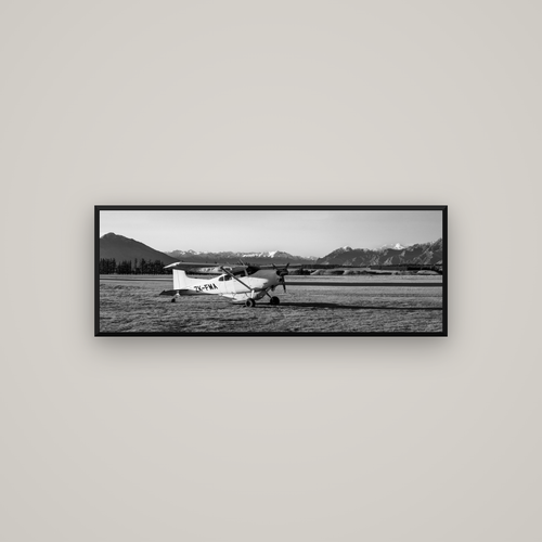 Adventure's Prelude, Sunset at Mount Aspiring — Basel Black Matte, 113×40 cm. New Zealand fine art wall art by Stephen Milner.