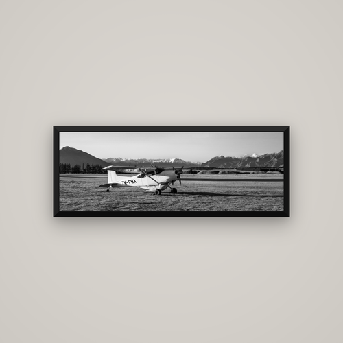 Adventure's Prelude, Sunset at Mount Aspiring — Basel Black, 113×40 cm. New Zealand fine art wall art by Stephen Milner.