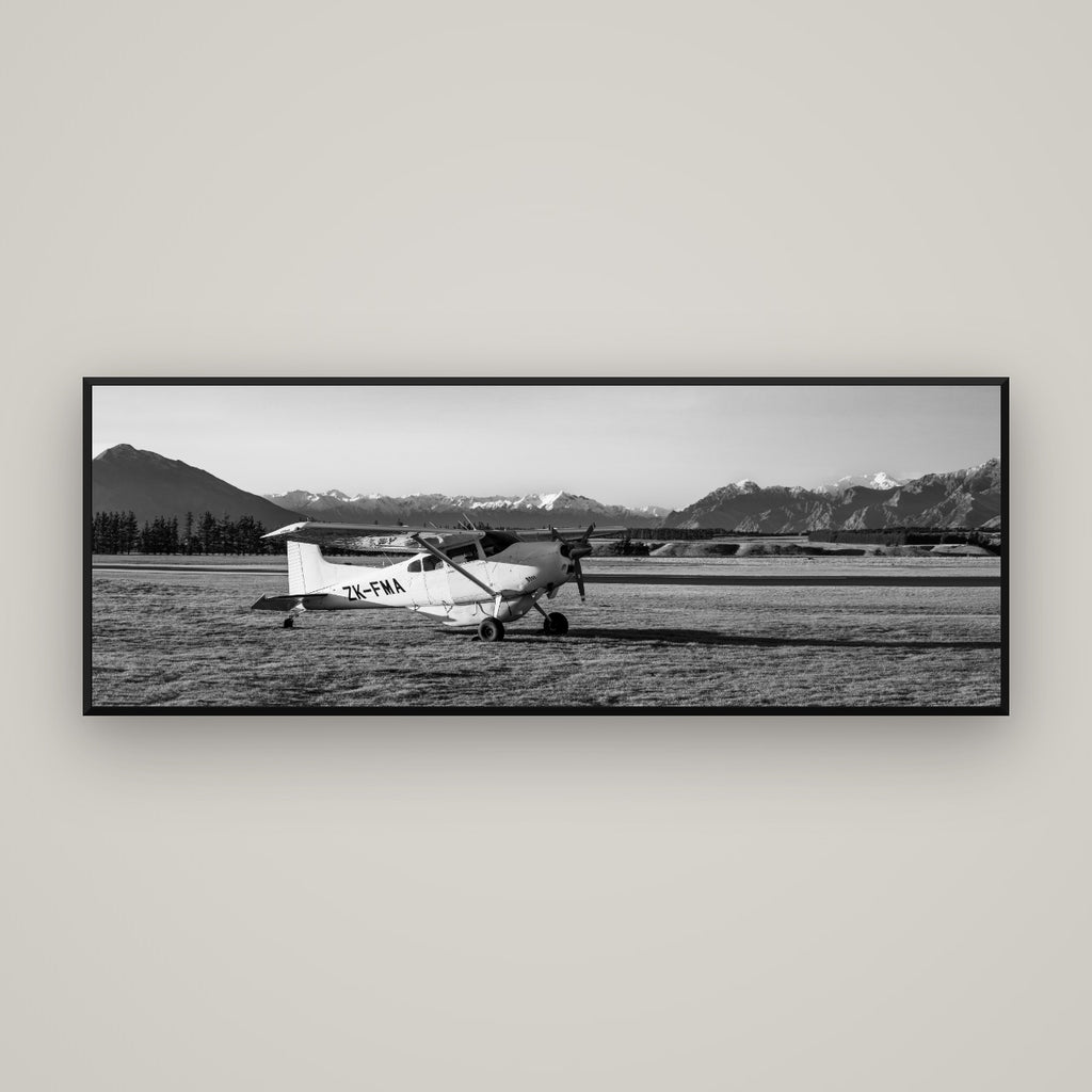 Adventure's Prelude, Sunset at Mount Aspiring — Basel Black Matte, 170×60 cm. New Zealand fine art wall art by Stephen Milner.