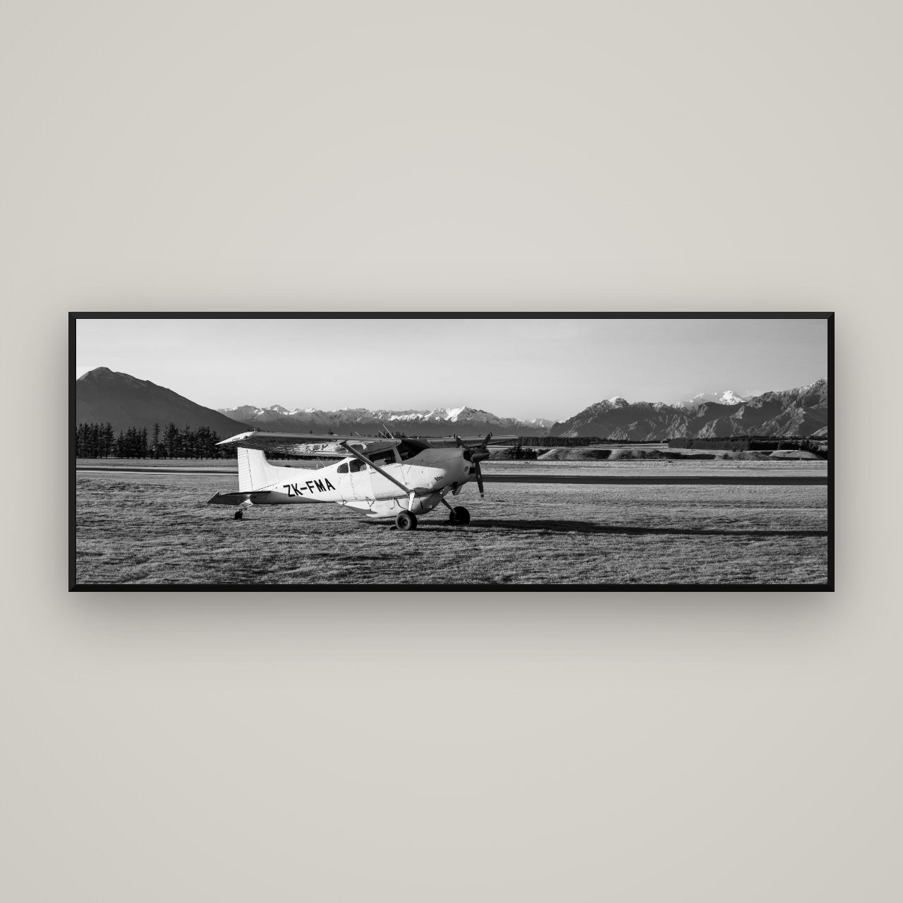 Adventure's Prelude, Sunset at Mount Aspiring — Basel Black, 170×60 cm. New Zealand fine art wall art by Stephen Milner.