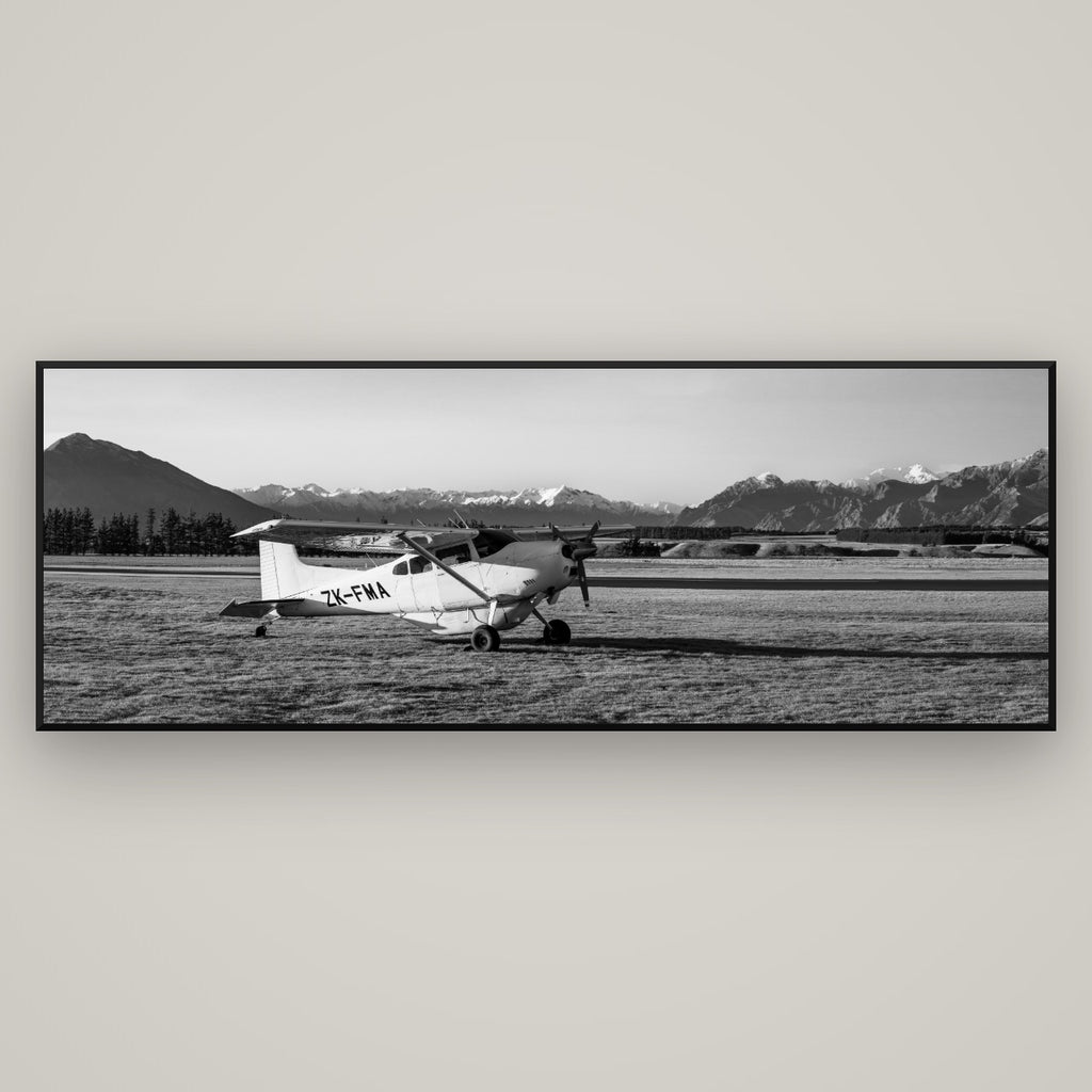 Adventure's Prelude, Sunset at Mount Aspiring — Basel Black Matte, 198×70 cm. New Zealand fine art wall art by Stephen Milner.