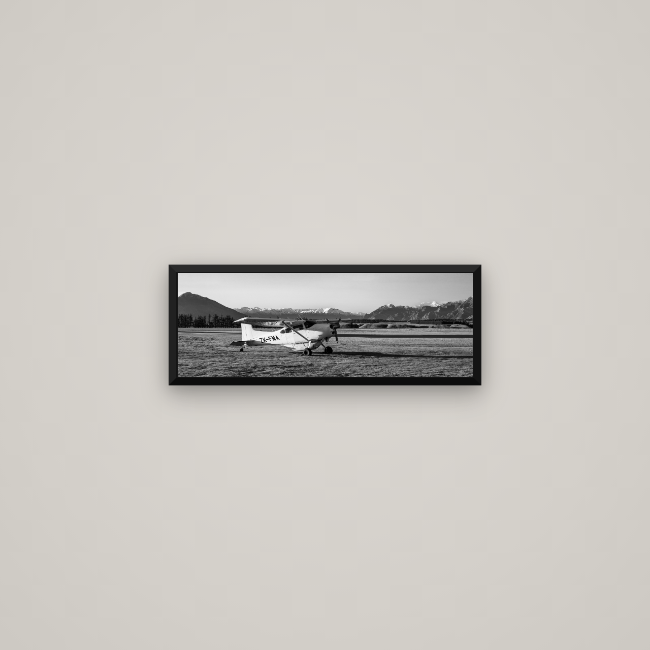 Adventure's Prelude, Sunset at Mount Aspiring — Basel Black Matte, 57×20 cm. New Zealand fine art wall art by Stephen Milner.
