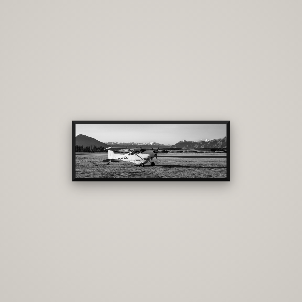 Adventure's Prelude, Sunset at Mount Aspiring — Basel Black Matte, 68×24 cm. New Zealand fine art wall art by Stephen Milner.