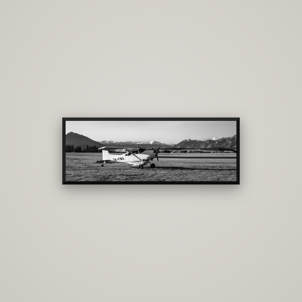 Adventure's Prelude, Sunset at Mount Aspiring — Basel Black Matte, 85×30 cm. New Zealand fine art wall art by Stephen Milner.