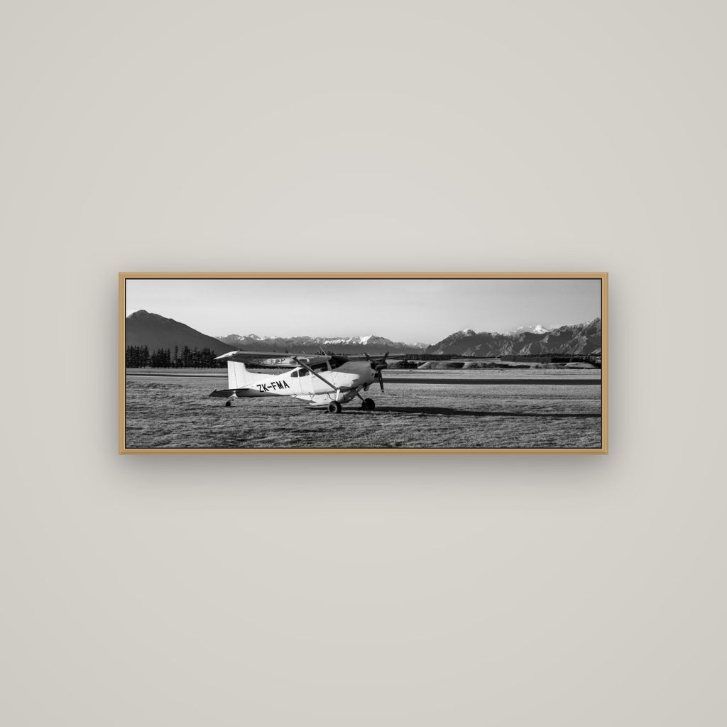 Adventure's Prelude, Sunset at Mount Aspiring, Basel Natural Oak, 113×40 cm. New Zealand fine art wall art by Stephen Milner.