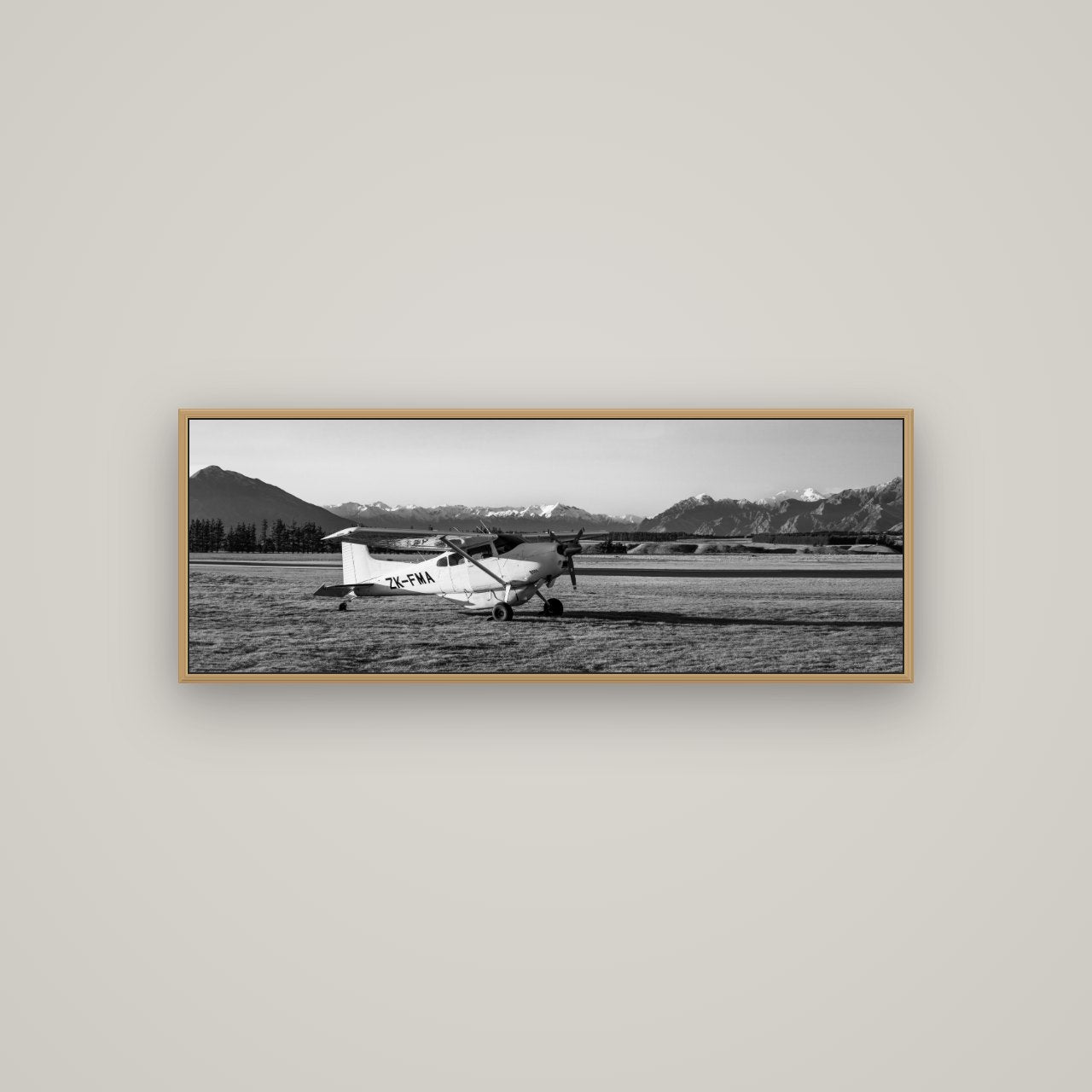 Adventure's Prelude, Sunset at Mount Aspiring, Basel Natural Oak, 113×40 cm. New Zealand fine art wall art by Stephen Milner.