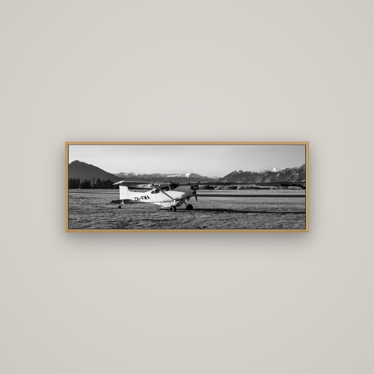 Adventure's Prelude, Sunset at Mount Aspiring, Basel Natural Oak, 113×40 cm. New Zealand fine art wall art by Stephen Milner.