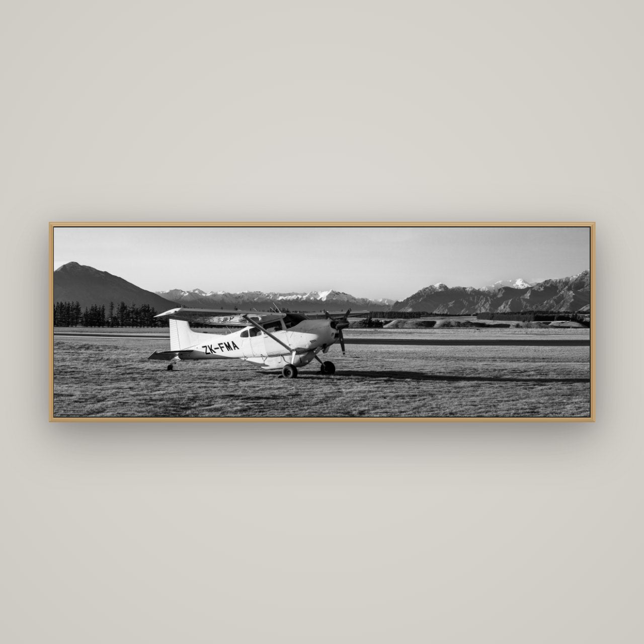 Adventure's Prelude, Sunset at Mount Aspiring, Basel Natural Oak, 170×60 cm. New Zealand fine art wall art by Stephen Milner.