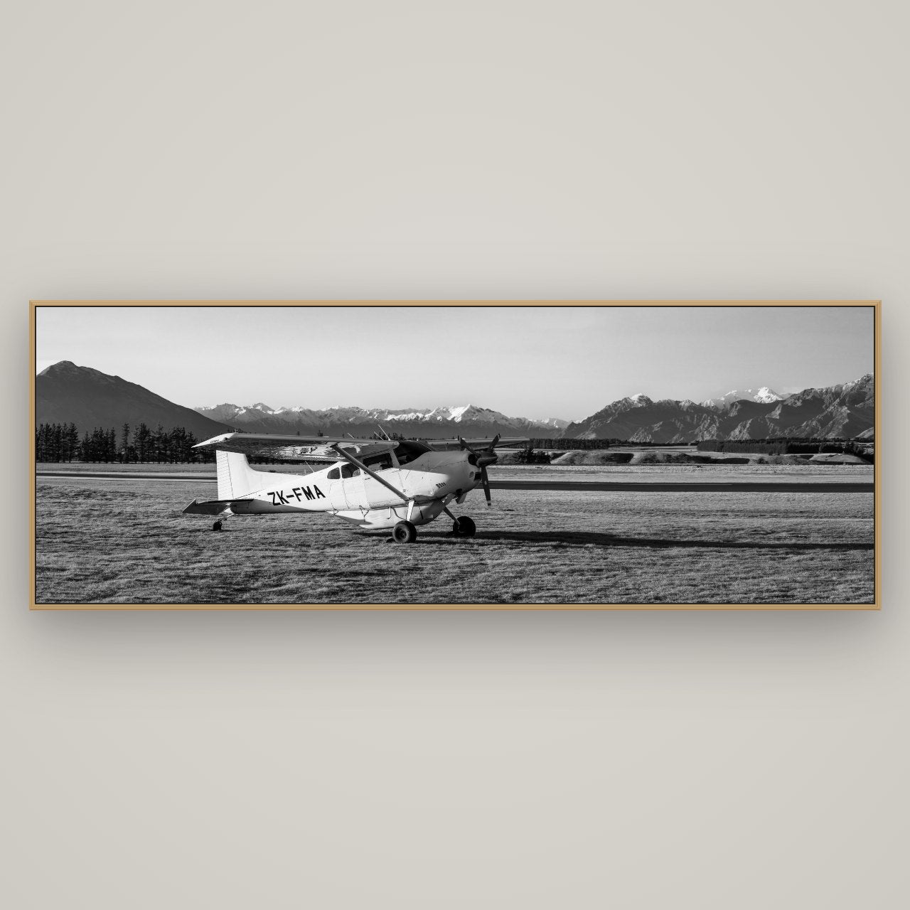 Adventure's Prelude, Sunset at Mount Aspiring, Basel Natural Oak, 198×70 cm. New Zealand fine art wall art by Stephen Milner.