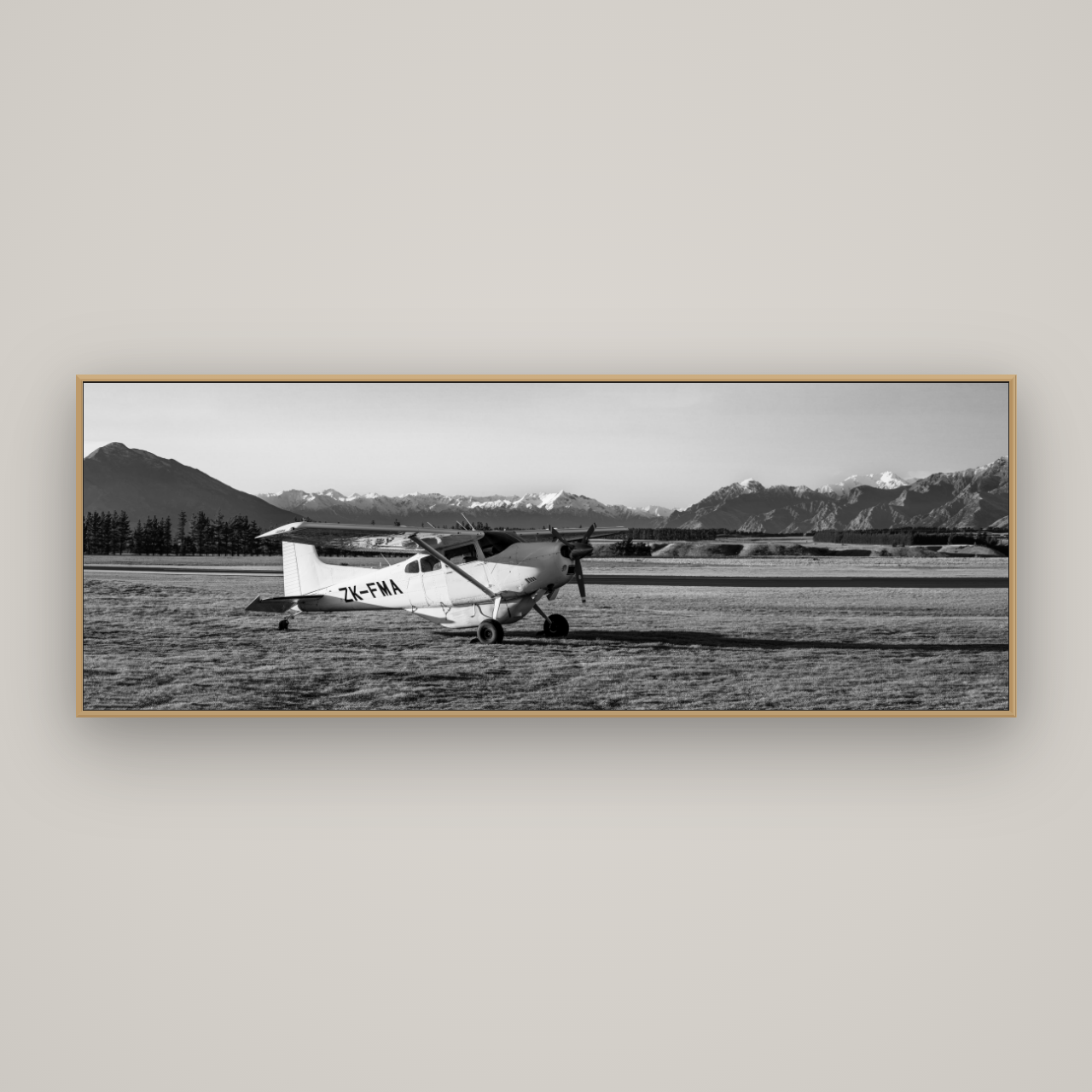 Adventure's Prelude, Sunset at Mount Aspiring, Basel Natural Oak, 198×70 cm. New Zealand fine art wall art by Stephen Milner.