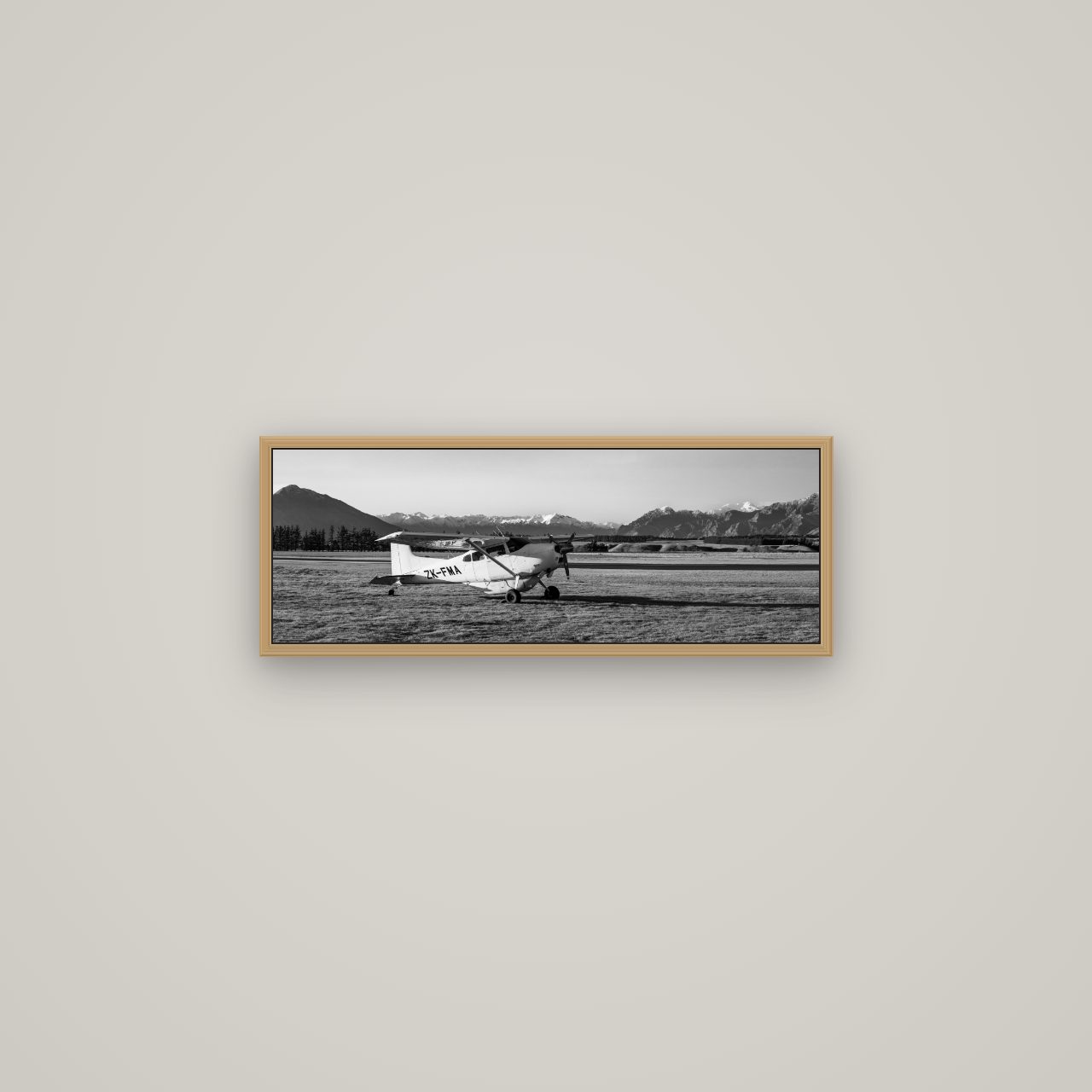 Adventure's Prelude, Sunset at Mount Aspiring, Basel Natural Oak, 68×24 cm. New Zealand fine art wall art by Stephen Milner.
