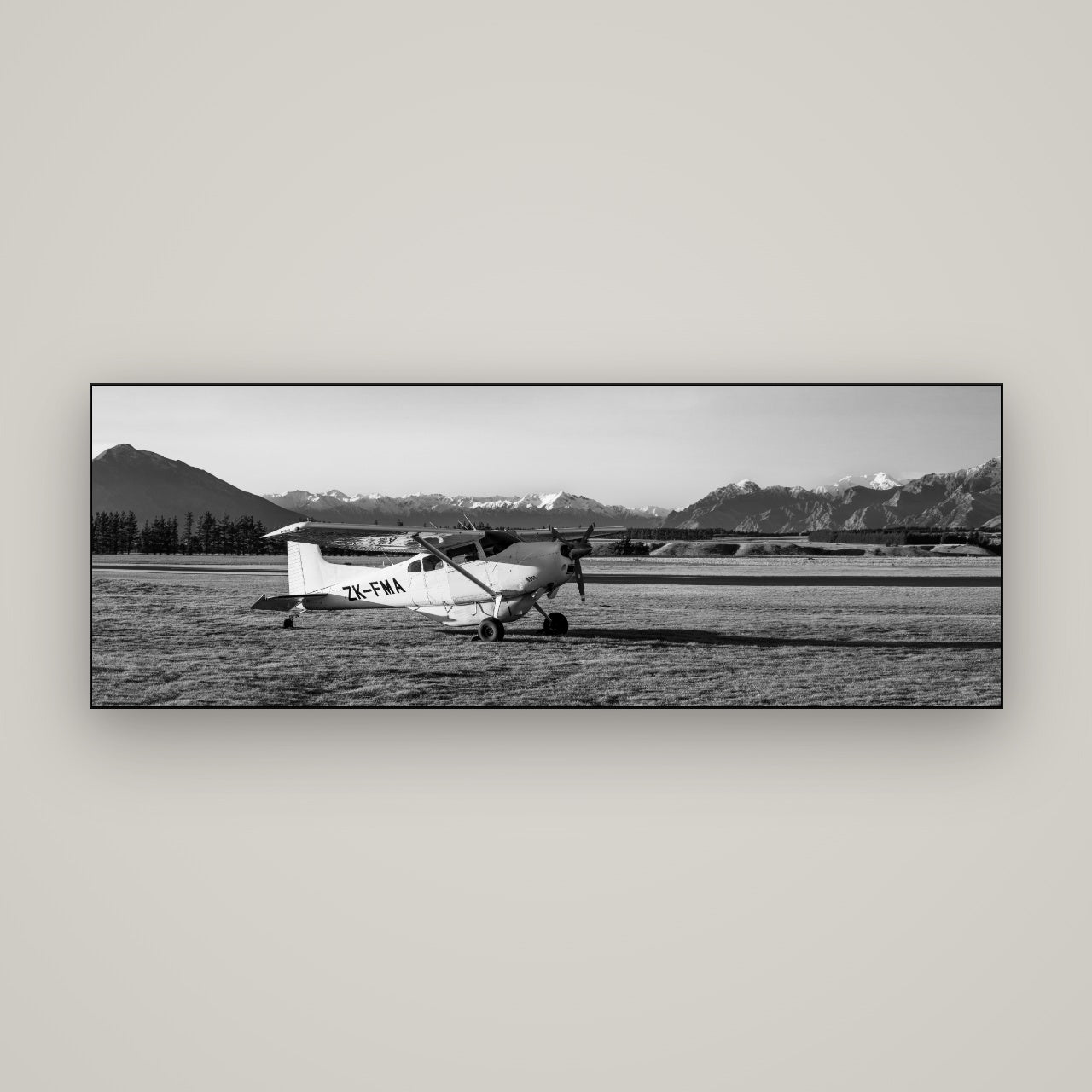 Adventure's Prelude, Sunset at Mount Aspiring — Slimline Black, 170×60 cm. New Zealand fine art wall art by Stephen Milner.