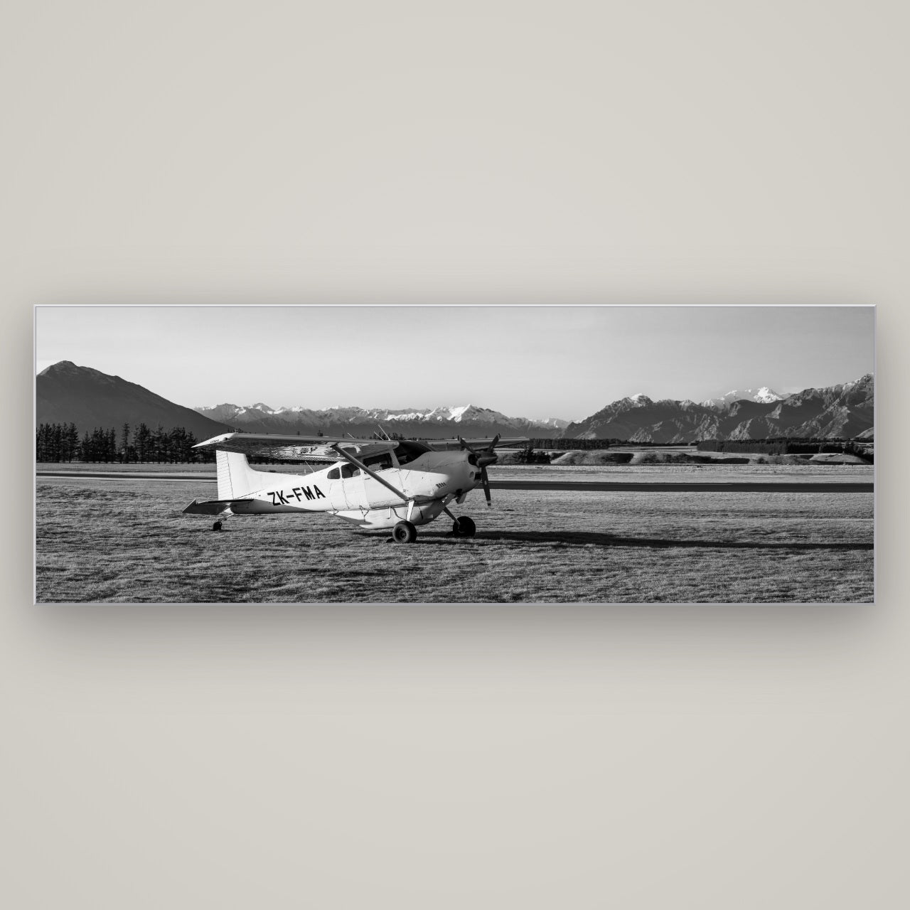 Adventure's Prelude, Sunset at Mount Aspiring — Slimline Silver, 198×70 cm. New Zealand fine art wall art by Stephen Milner.