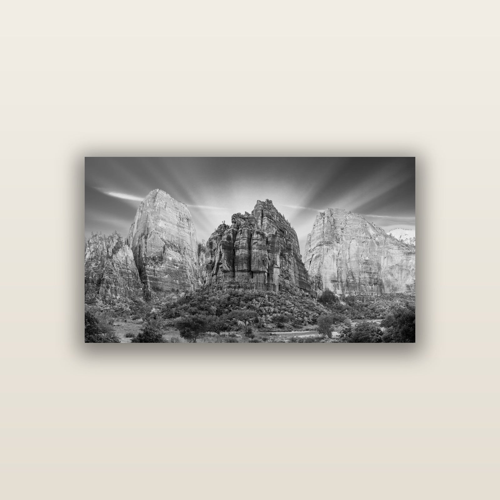 Angelic Sunrise Over Angels Landing, Zion's Majestic Embrace — acrylic panel print, small 76 × 38 cm. New Zealand fine art landscape wall art by Stephen Milner.