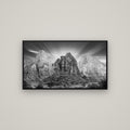 Angelic Sunrise Over Angels Landing, Zion's Majestic Embrace — Basel Black, 107×60 cm. New Zealand fine art wall art by Stephen Milner.