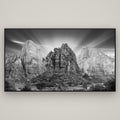 Angelic Sunrise Over Angels Landing, Zion's Majestic Embrace — Basel Black, 196×110 cm. New Zealand fine art wall art by Stephen Milner.