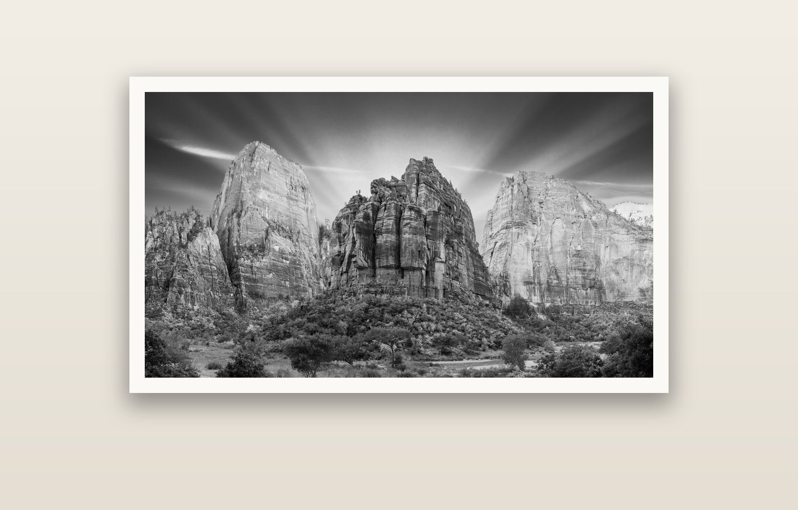 Angelic Sunrise Over Angels Landing, Zion's Majestic Embrace — Hahnemühle fine art print, 120 × 70 cm. New Zealand fine art landscape photography by Stephen Milner.